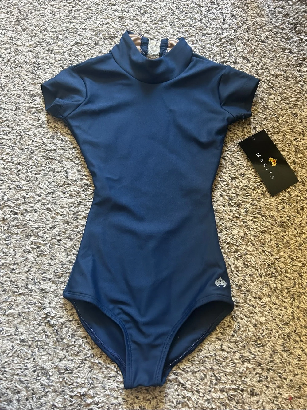 Mariia kids' Navy Short Sleeve Dance Leotard